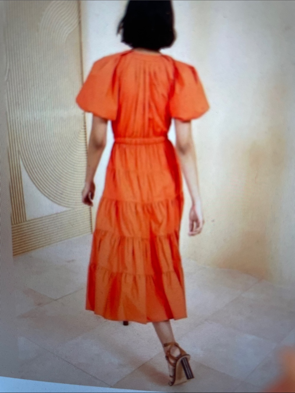 Ulla Johnson orange puff sleeved tiered midi dress sz 6 - Picture 2 of 9